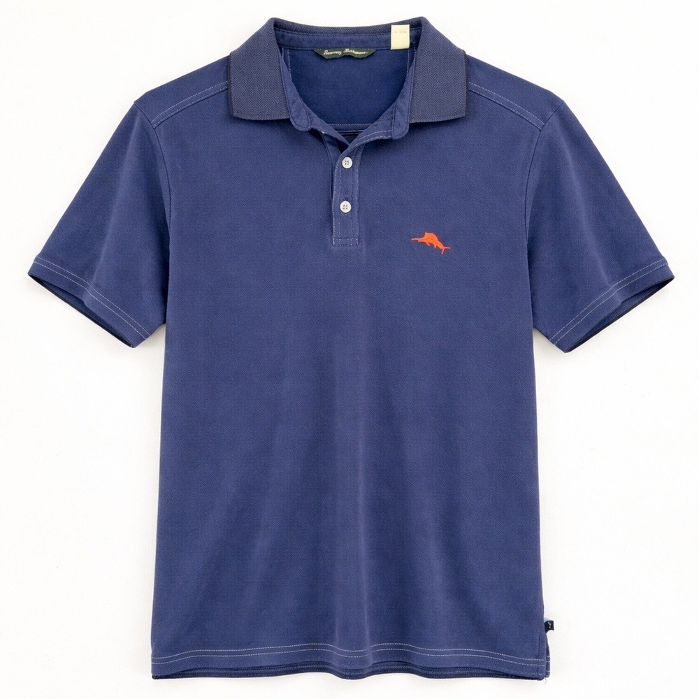 Tommy Bahama Navy Blue Polo Shirt Mens Small‎ Coastal Minimalist Luxury Staple